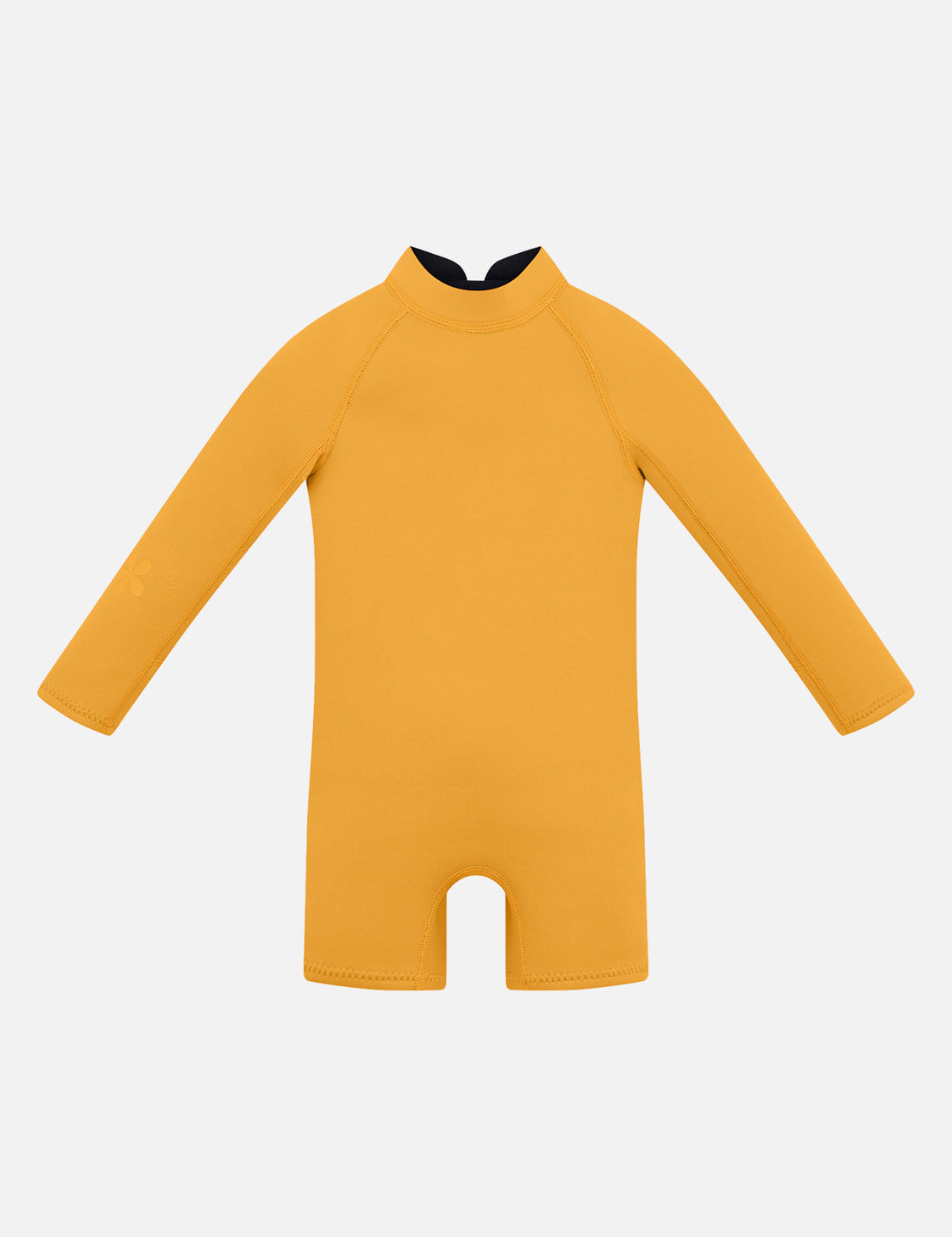 Kids and baby wetsuit with long arms in bright sunflower yellow