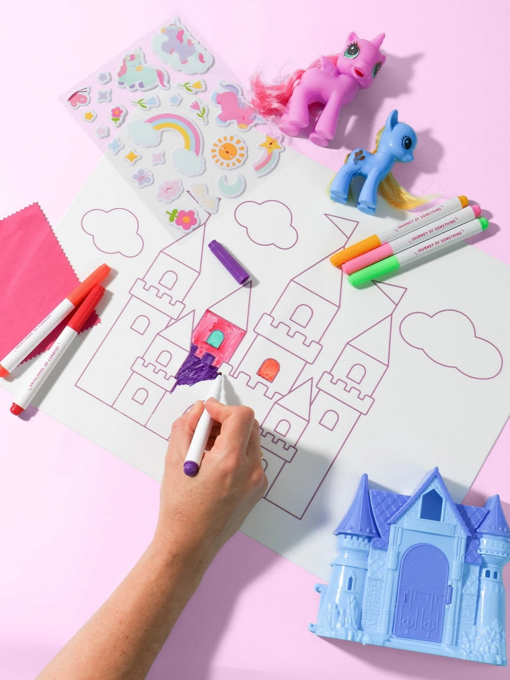 Wipeable Silicone Colouring Mat Set - Unicorn Castle