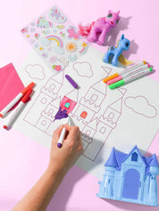 Wipeable Silicone Colouring Mat Set - Unicorn Castle
