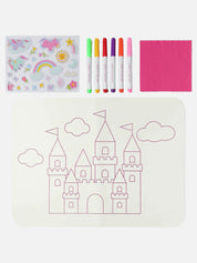 Wipeable Silicone Colouring Mat Set - Unicorn Castle