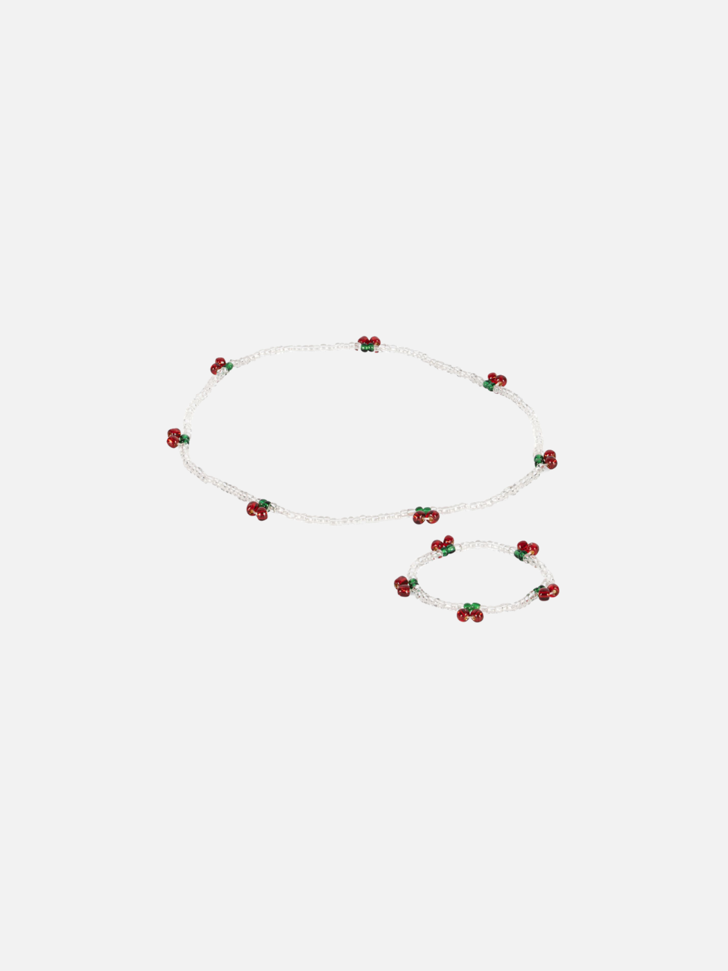 Pearly Cherry Necklace and Bracelet Set