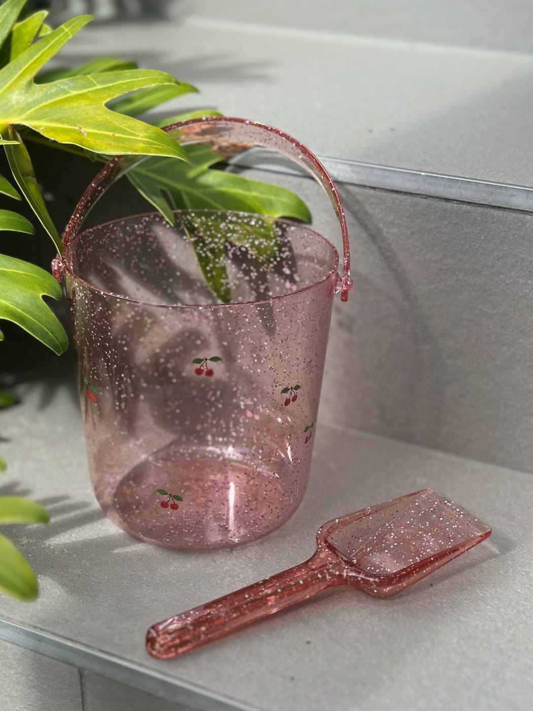 Glitter Bucket and Spade - Cherry Pink