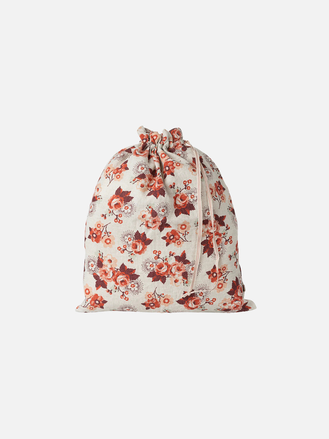 Floral drawstring bag on a white background