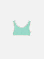 Rib Scoop Bikini Top - Aqua