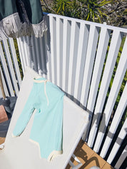 Rib Rashie Onesie - Aqua
